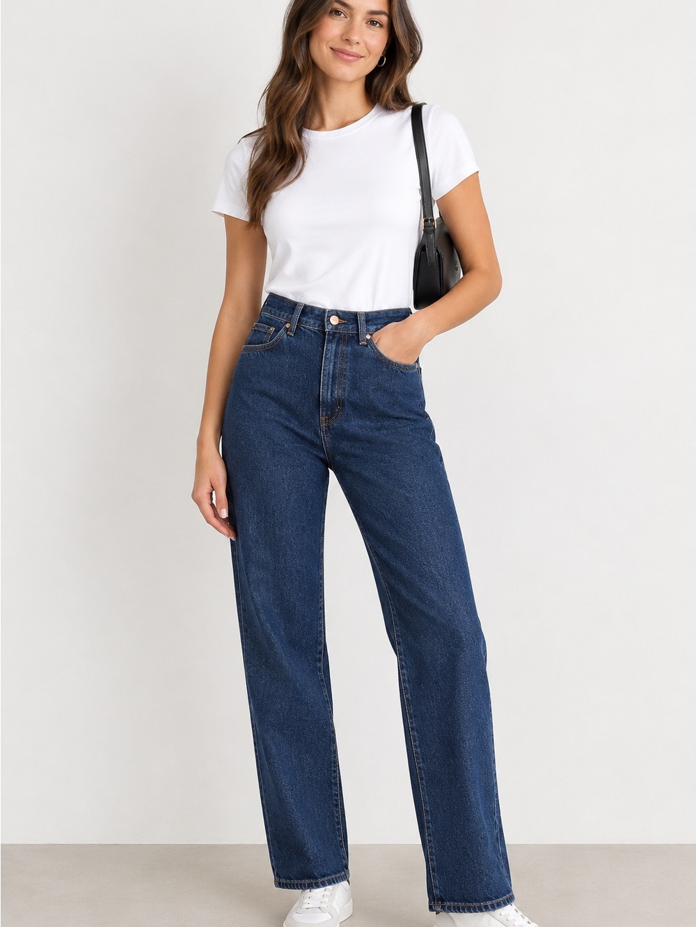 ZARA Dark Indigo Straight Leg Jeans High Rise Size 4 / 26
